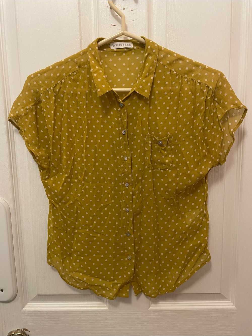 Whistles Yellow Polka Dot Top - 100% silk